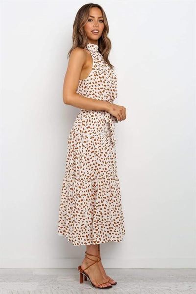 Alina | Polka Dot Halter Midi Sundress