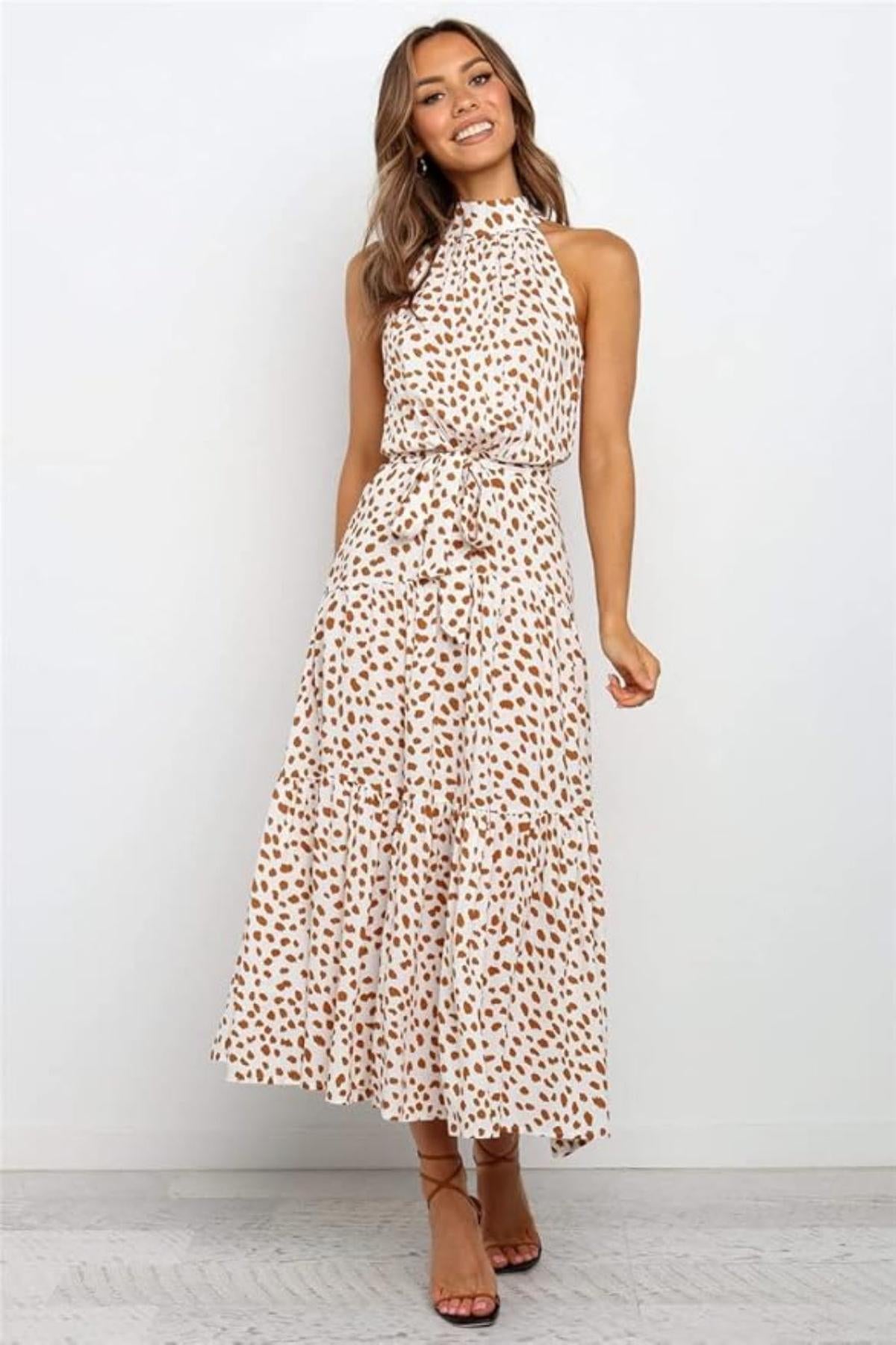Alina | Polka Dot Halter Midi Sundress