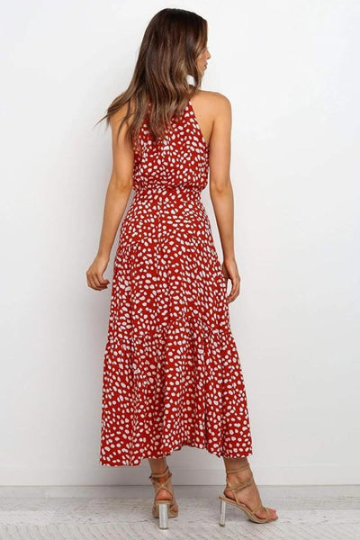 Alina | Polka Dot Halter Midi Sundress