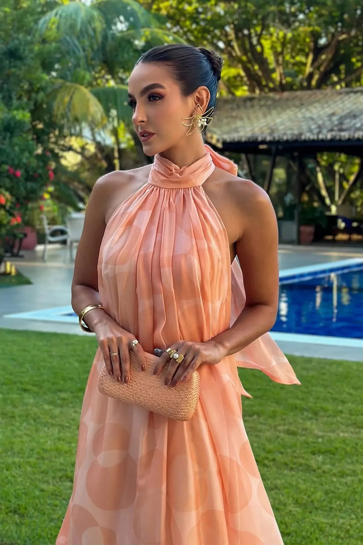 Talia | Printed Halter Neck Maxi Dress