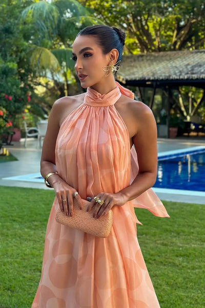 Talia | Printed Halter Neck Maxi Dress