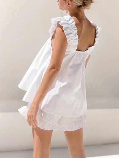 Winona | Pure Cotton Ruffle Shorts Set