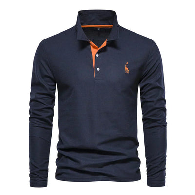 Ardeni | Men’s Long-Sleeve Cotton Polo Shirt