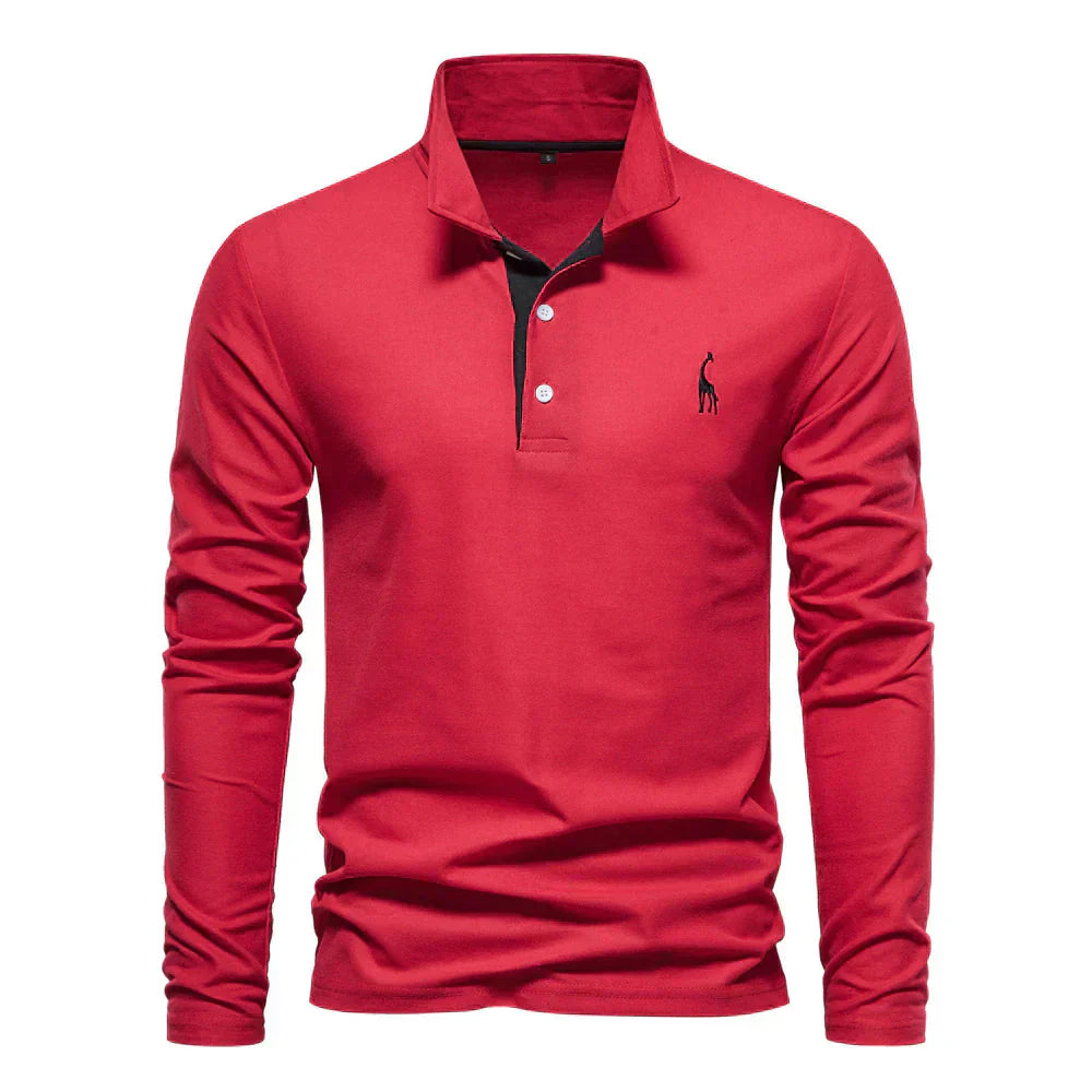 Ardeni | Men’s Long-Sleeve Cotton Polo Shirt