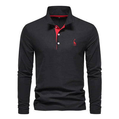 Ardeni | Men’s Long-Sleeve Cotton Polo Shirt