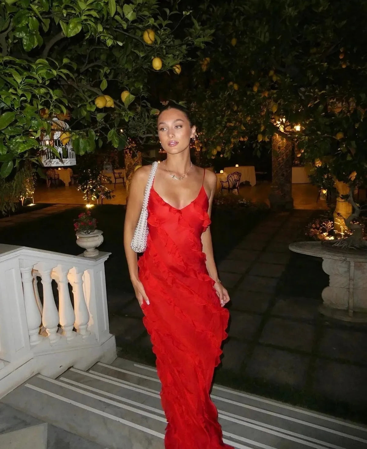 Madalyn | Women’s Chiffon Ladder-Ruffle Maxi Dress