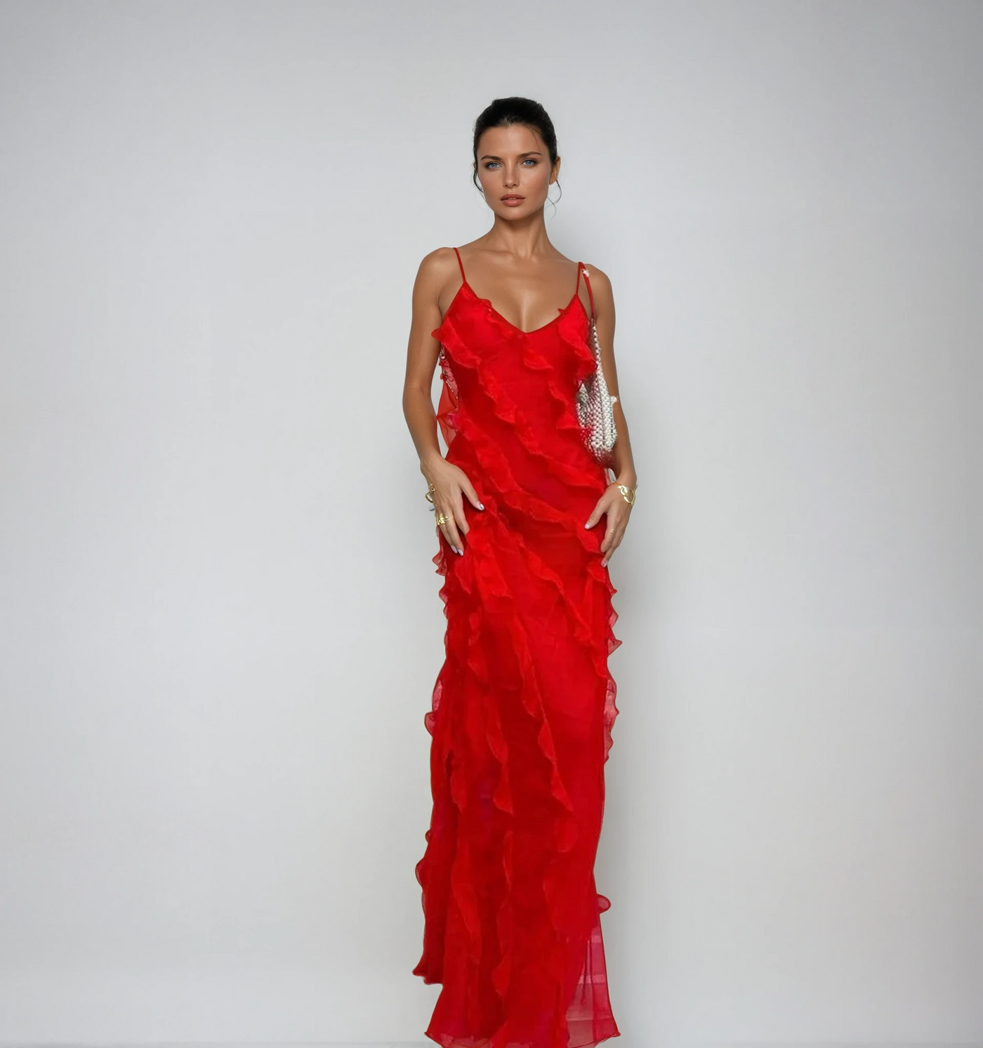 Madalyn | Women’s Chiffon Ladder-Ruffle Maxi Dress