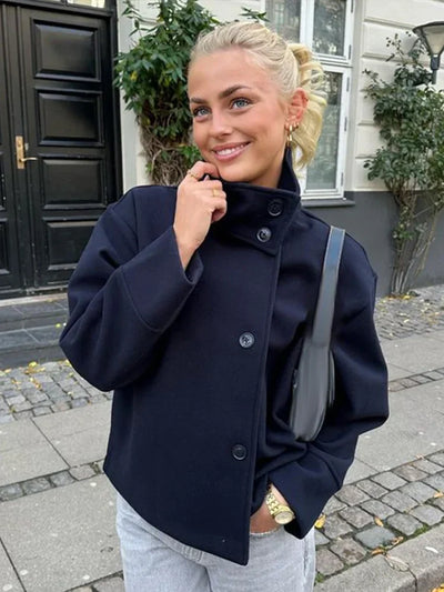 Sarahi | Kvinders Cropped Wool-Blend Minimalist Jacket