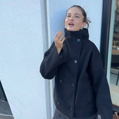 Sarahi | Kvinders Cropped Wool-Blend Minimalist Jacket