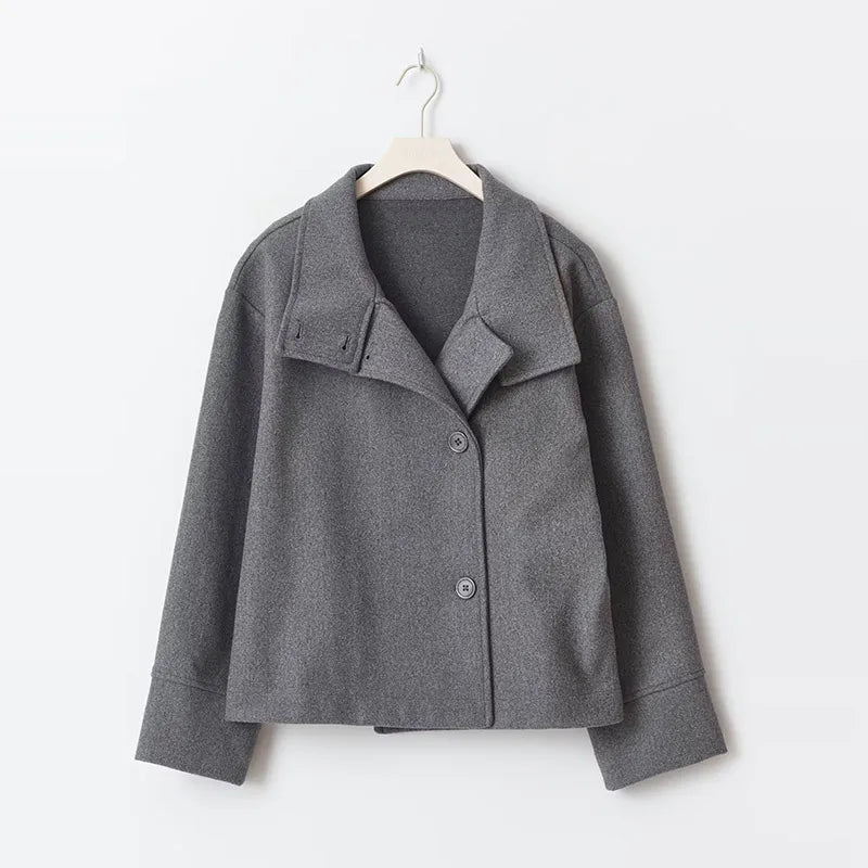 Sarahi | Kvinders Cropped Wool-Blend Minimalist Jacket