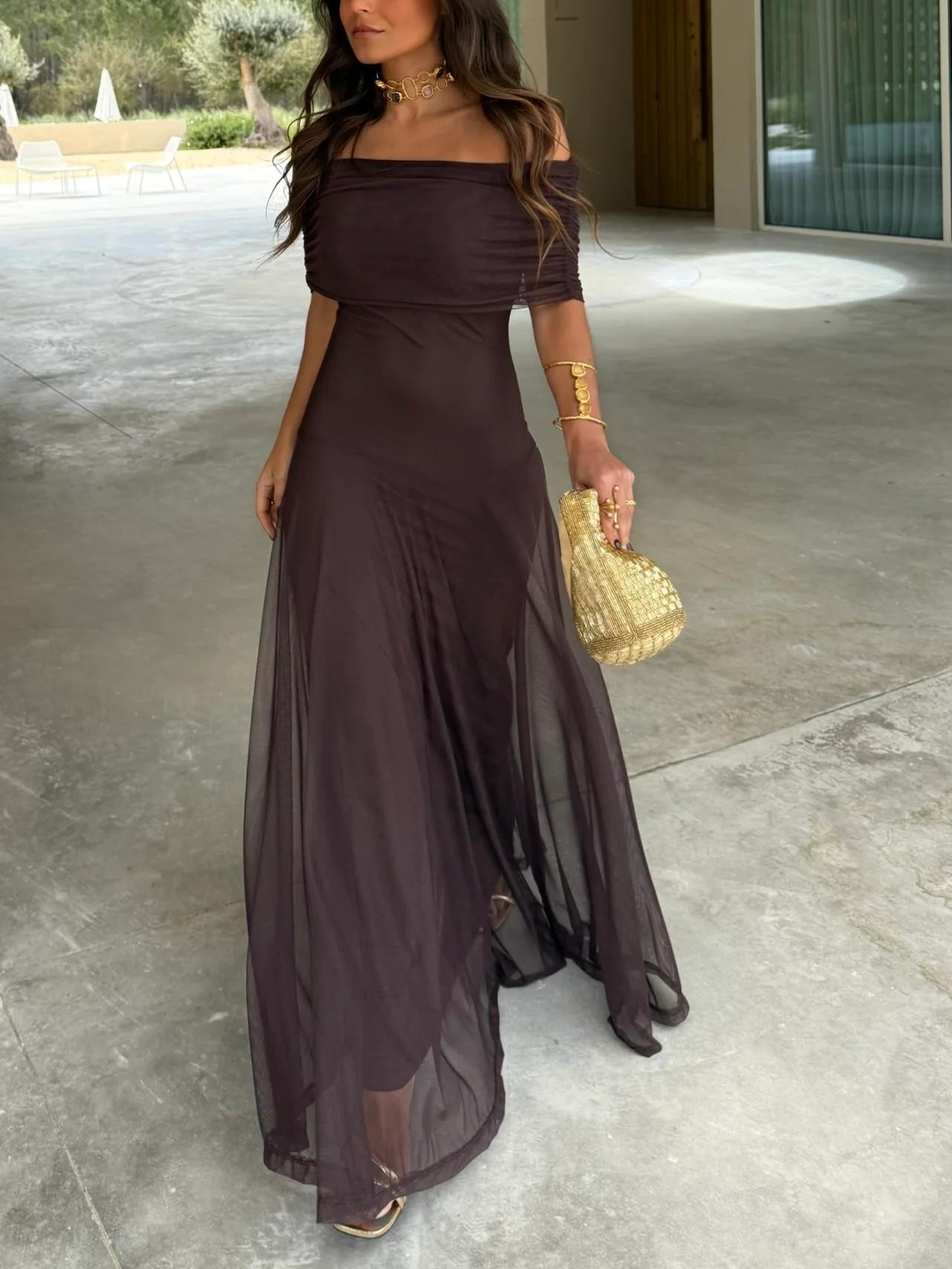 Zoey | Women’s Off-Shoulder Chiffon Maxi Dress