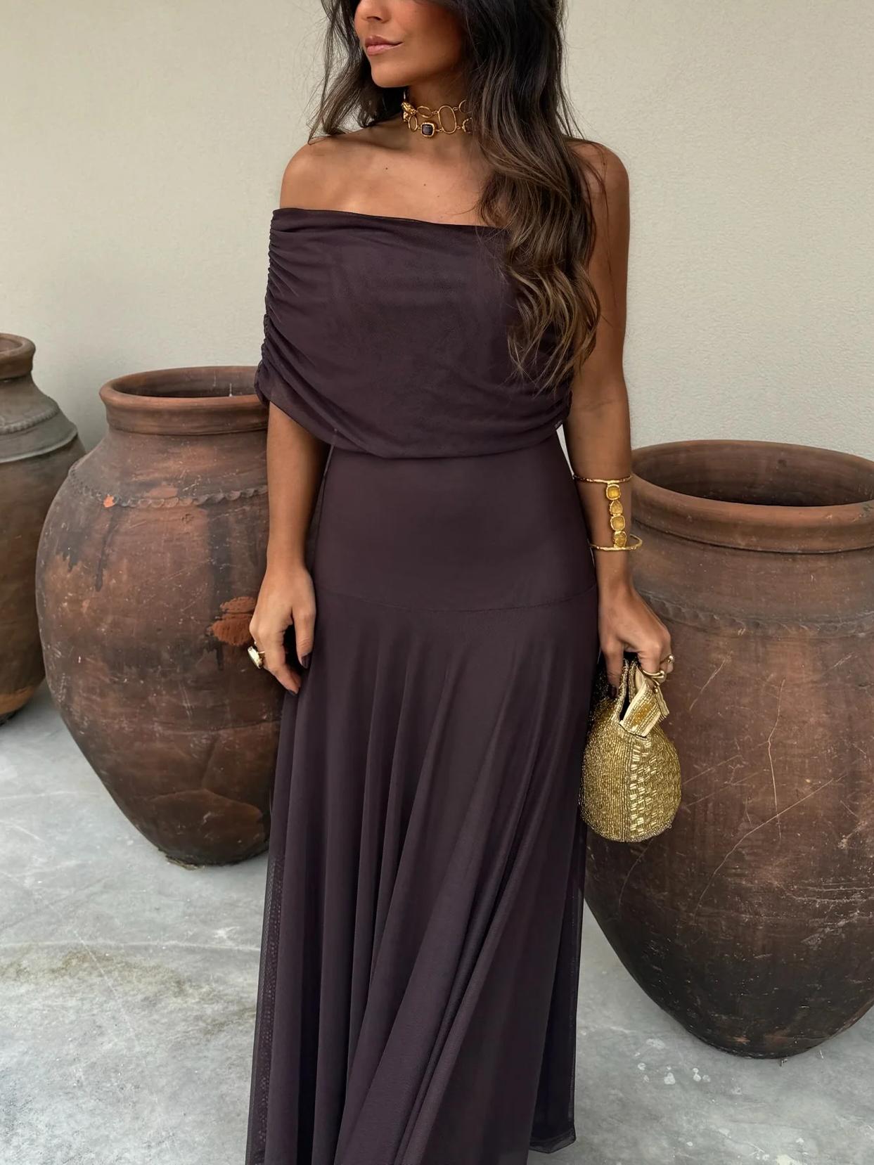 Zoey | Women’s Off-Shoulder Chiffon Maxi Dress