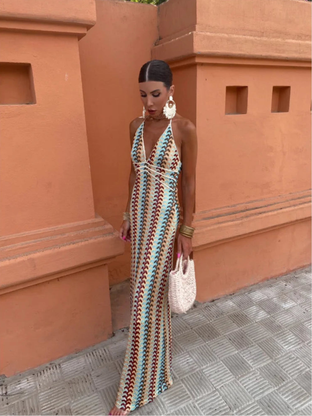 Alivia | Crochet Halterneck Maxi Dress