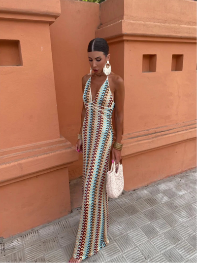 Alivia | Crochet Halterneck Maxi Dress