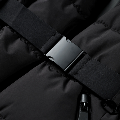 Cam | Women’s Black Puffer Jacket – Belted, Water-Resistant, Insulated