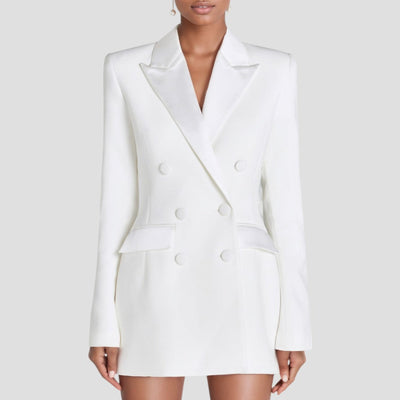Celeste | Women’s Double-Breasted Blazer Dress with Satin Lapel – Elegant Evening & Workwear