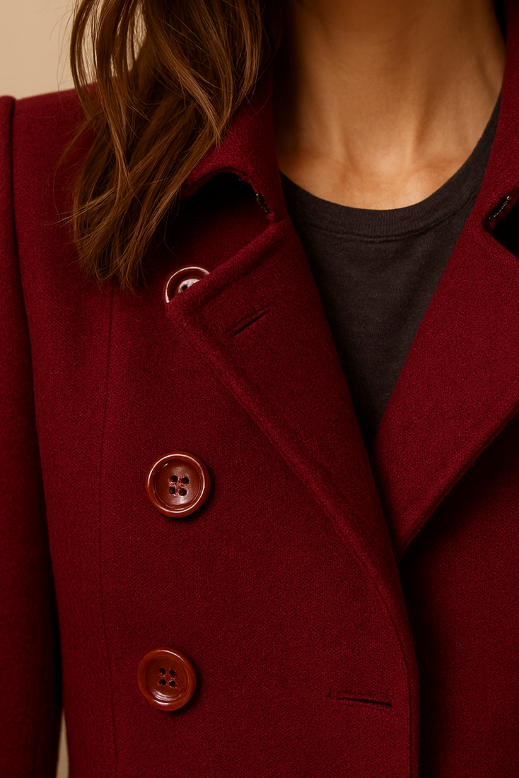 Beatrice | Women’s Long Coat – Double-Breasted, Mid-Length, Classic Collar