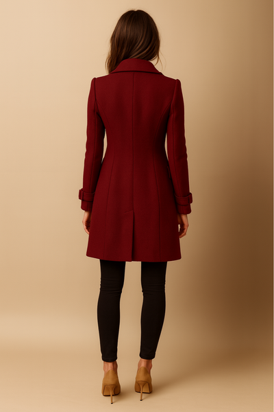 Beatrice | Women’s Long Coat – Double-Breasted, Mid-Length, Classic Collar