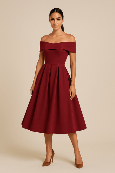 Anna | Women’s Off-Shoulder A-Line Dress – Elegant Fit for Formal Wear