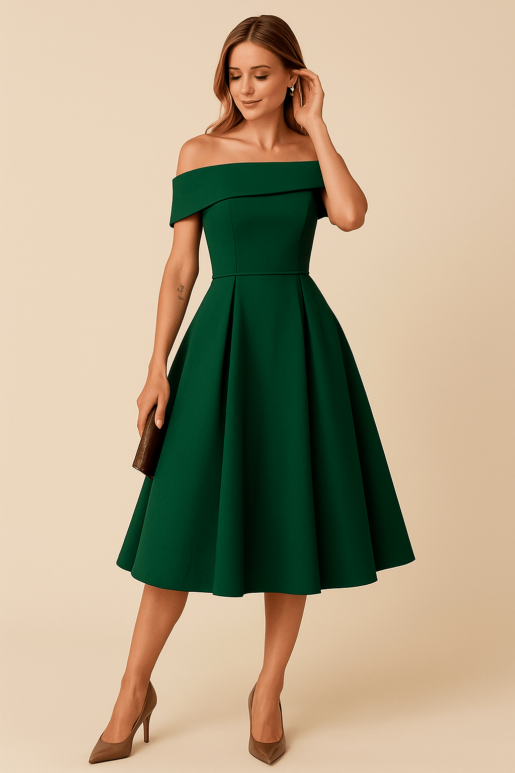 Anna | Women’s Off-Shoulder A-Line Dress – Elegant Fit for Formal Wear