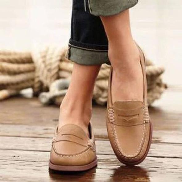 Aoife | Women’s Leather Penny Loafers – Classic Moccasin Slip-On