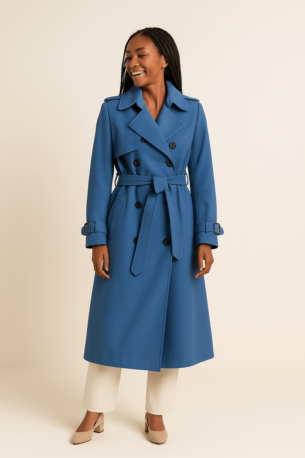 Camille | Women’s Double-Breasted Trench Coat – Belted Waist – Classic Fit