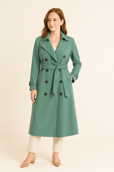 Camille | Women’s Double-Breasted Trench Coat – Belted Waist – Classic Fit