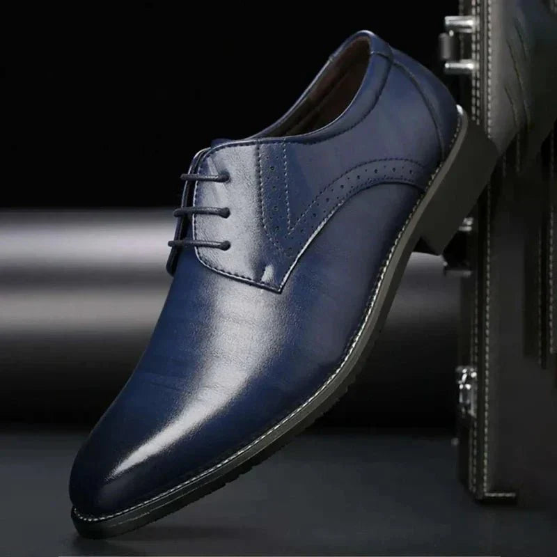 Dame| Men’s Leather Oxford Shoes – Classic Lace-Up with Brogue Detailing