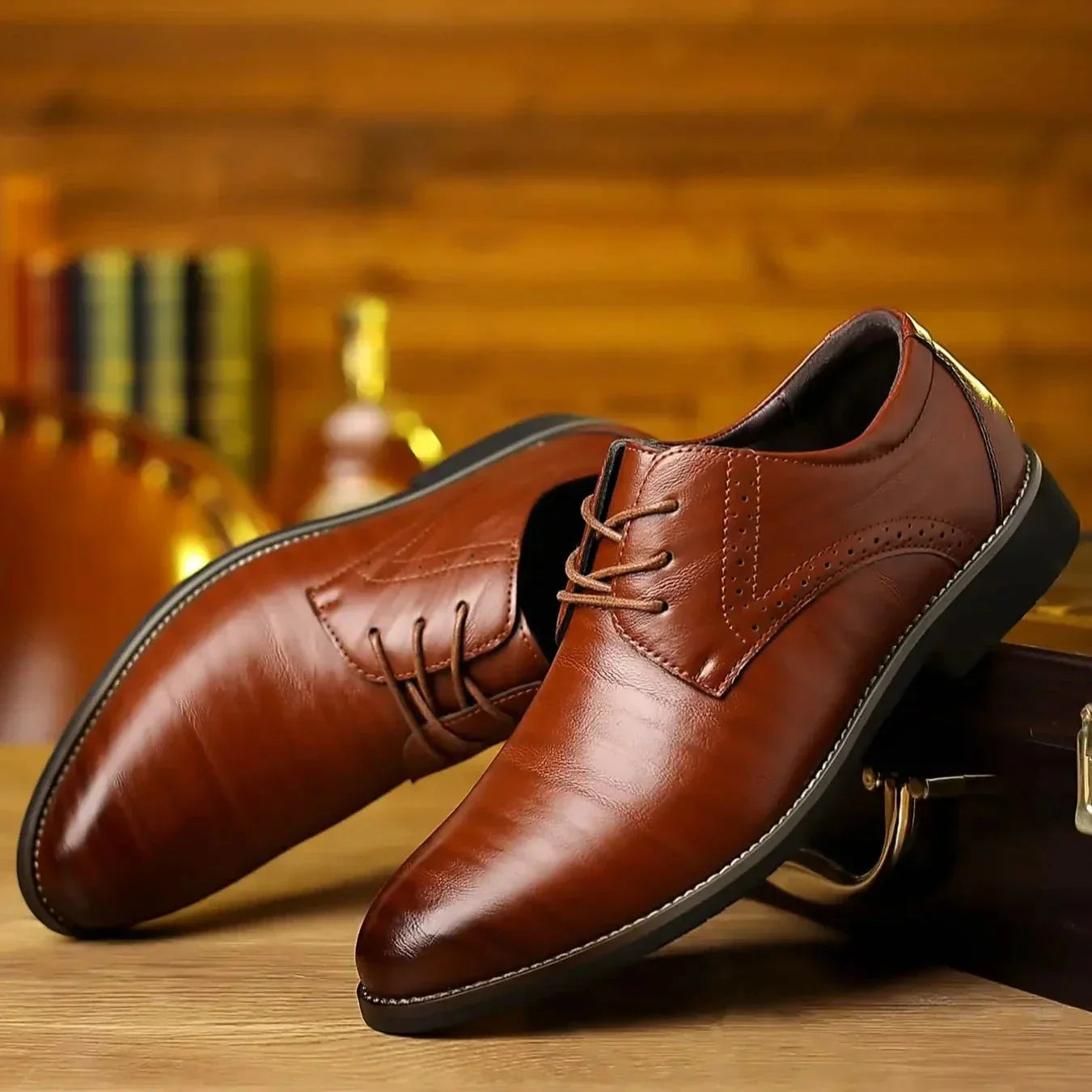 Dame| Men’s Leather Oxford Shoes – Classic Lace-Up with Brogue Detailing