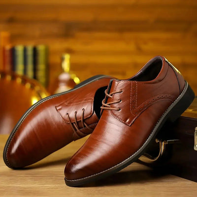 Dame| Men’s Leather Oxford Shoes – Classic Lace-Up with Brogue Detailing