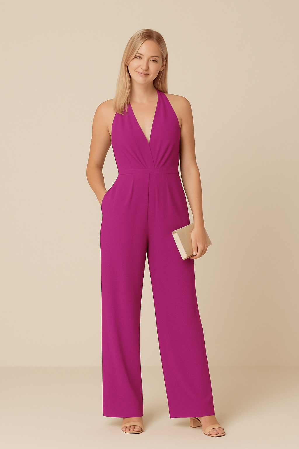 Aria | Women’s Sleeveless Jumpsuit – Deep V-Neck & Wide-Leg Elegant Fit