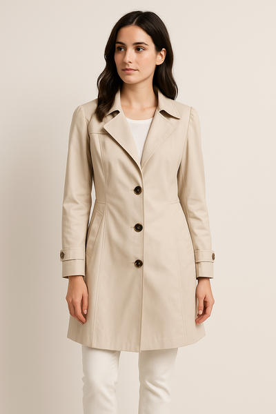 Ayla | Women’s Tailored Trench Coat – Notched Collar – Effortless Elegance
