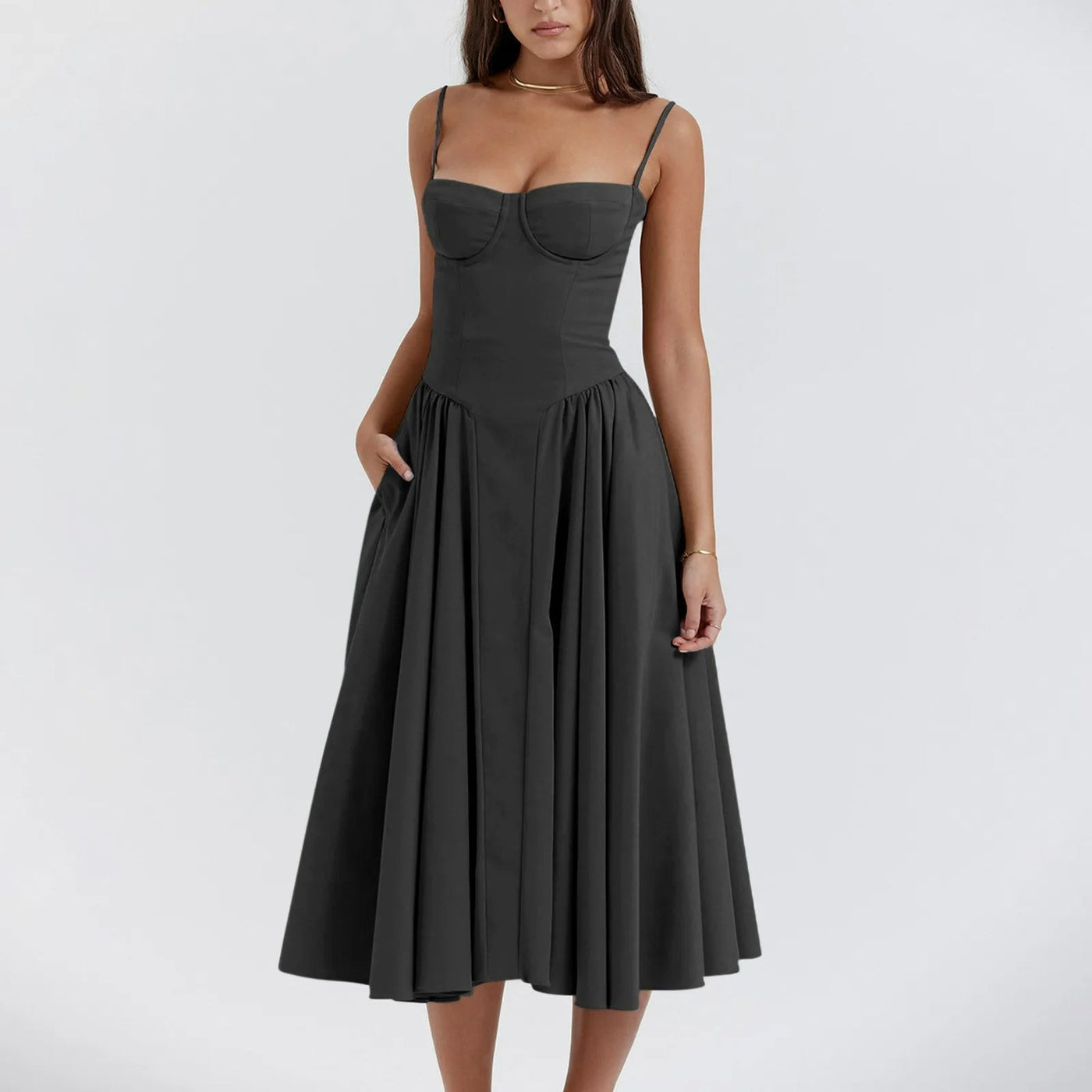 Natasha | Women’s Sculpted Bustier Midi Dress