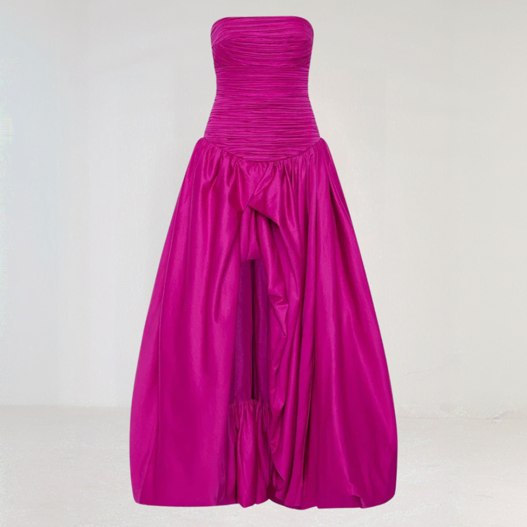 Anita | Flared Long Dress – Straight Neckline and Voluminous Hem