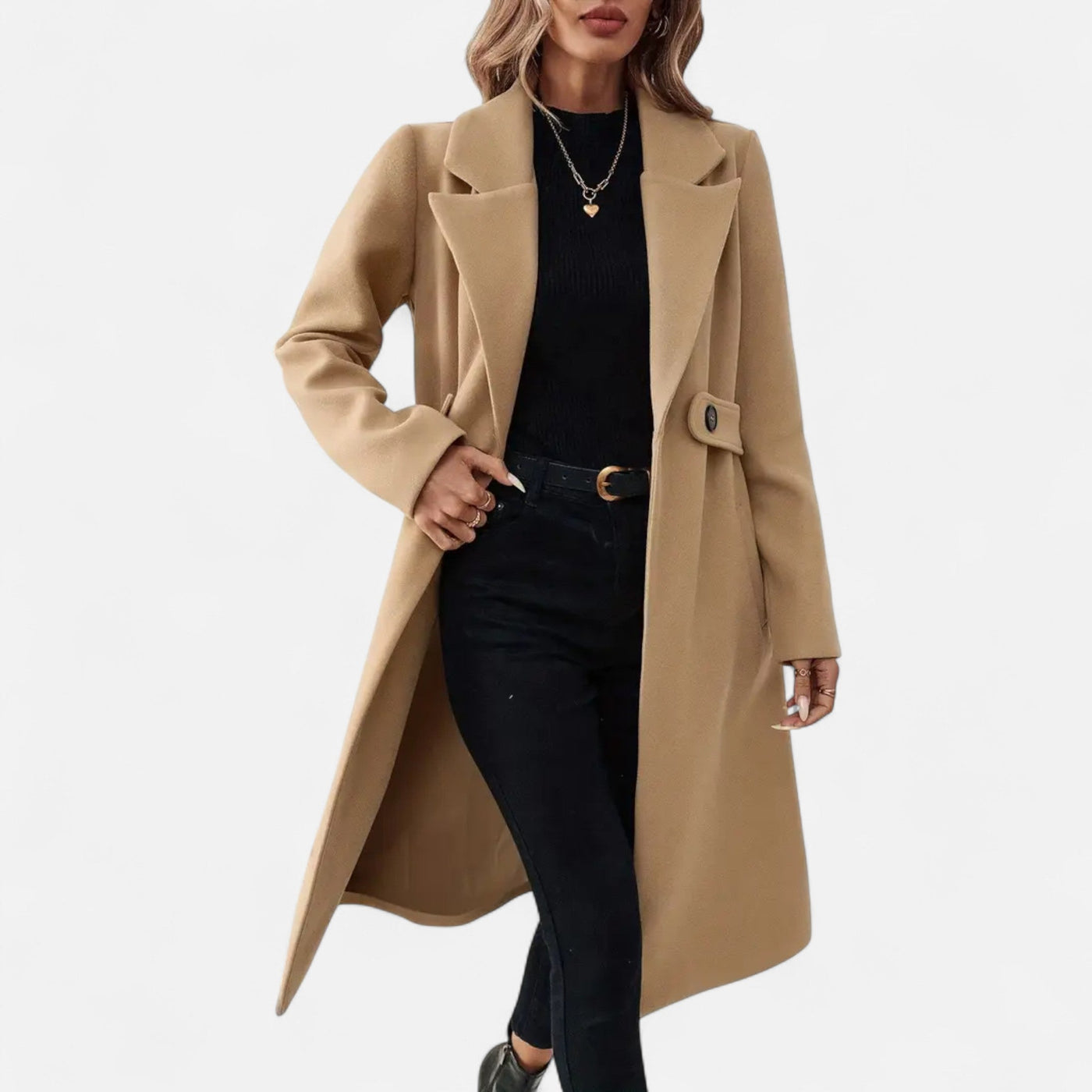 Arabella | Women’s Tweed Overcoat – Sophisticated Belted Design