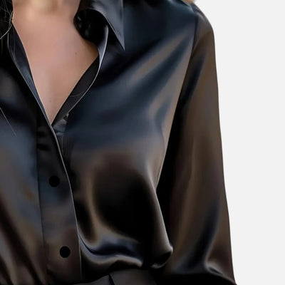 Winifred | Women’s Satin Blouse – Long Sleeve Elegance