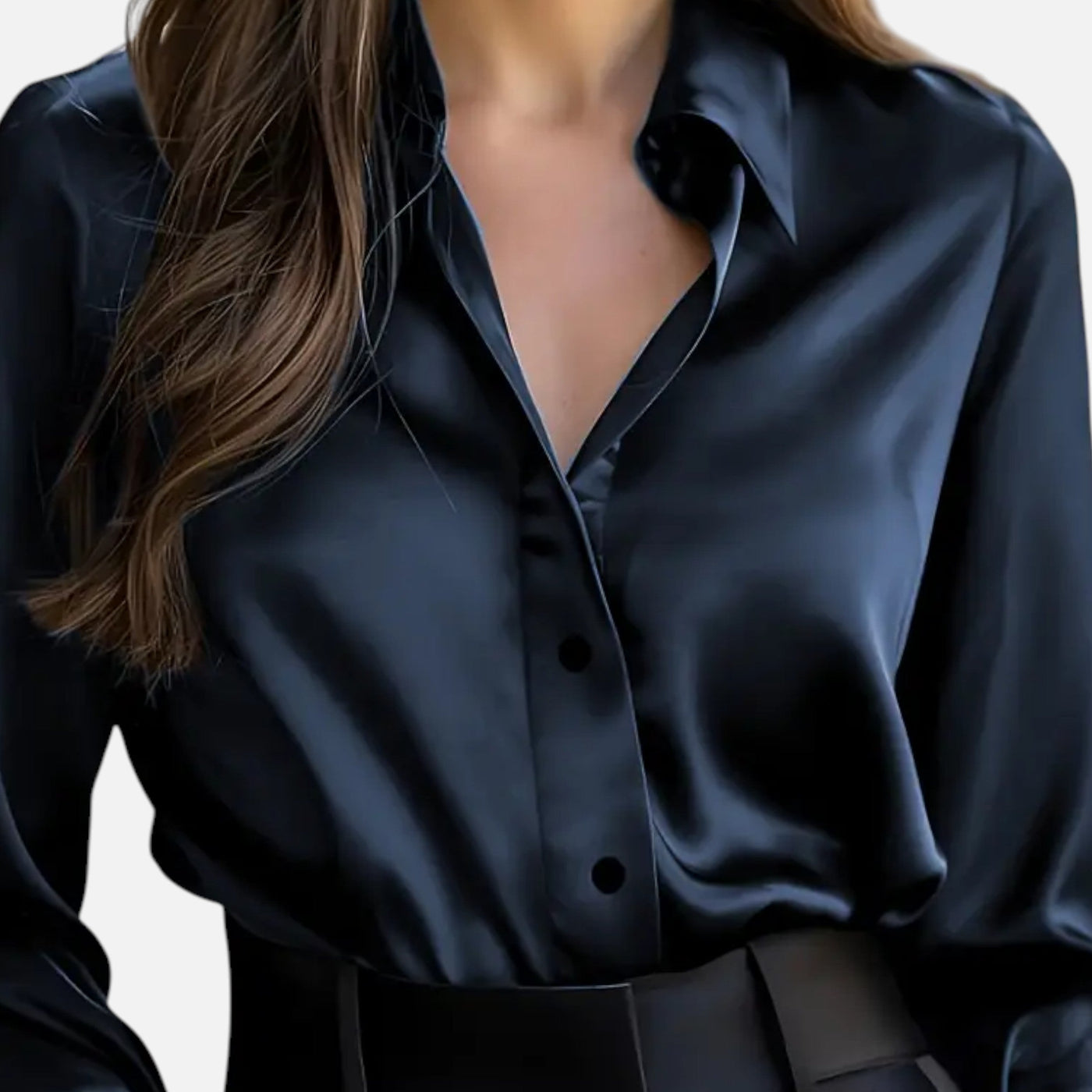 Winifred | Women’s Satin Blouse – Long Sleeve Elegance