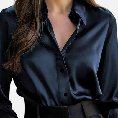 Winifred | Women’s Satin Blouse – Long Sleeve Elegance