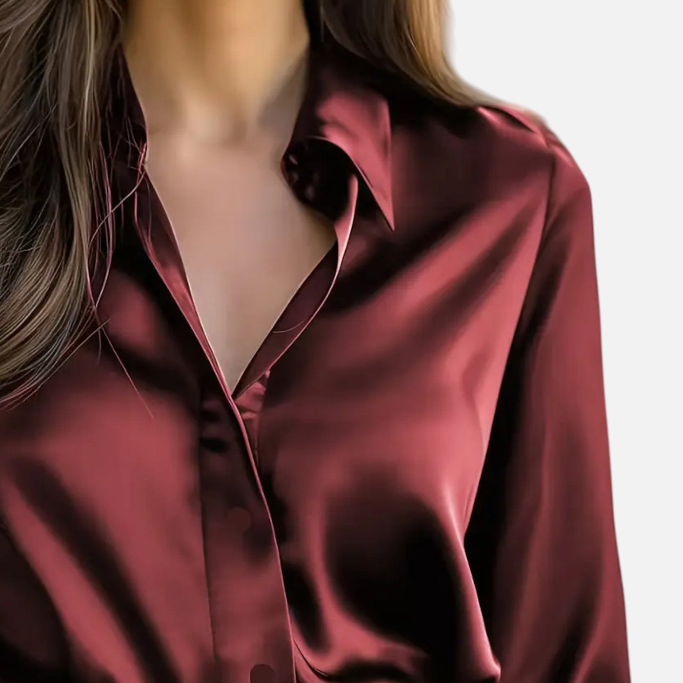 Winifred | Women’s Satin Blouse – Long Sleeve Elegance