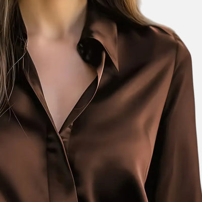Winifred | Women’s Satin Blouse – Long Sleeve Elegance