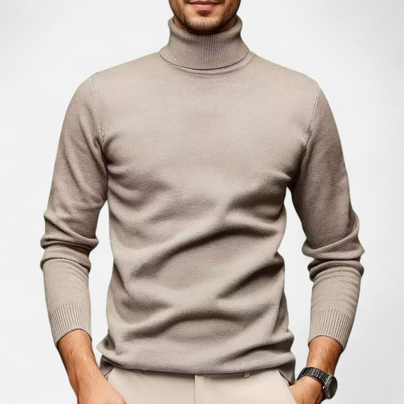 Wade | Men’s Casual Solid Turtleneck Sweater – Modern Minimalist Refinement
