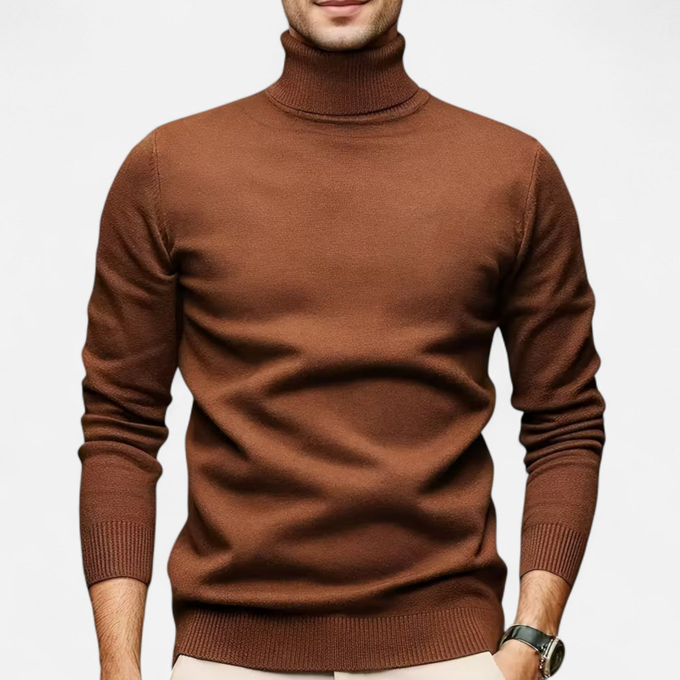Wade | Men’s Casual Solid Turtleneck Sweater – Modern Minimalist Refinement