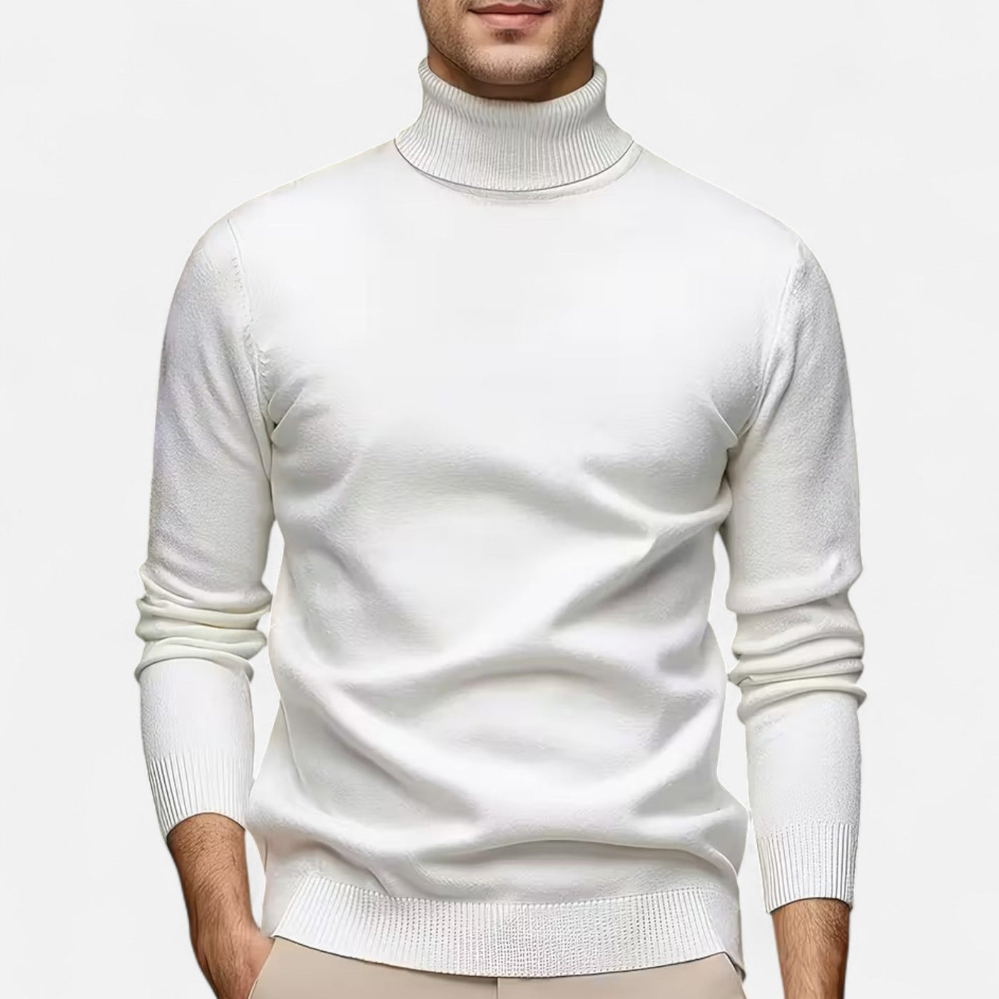Wade | Men’s Casual Solid Turtleneck Sweater – Modern Minimalist Refinement