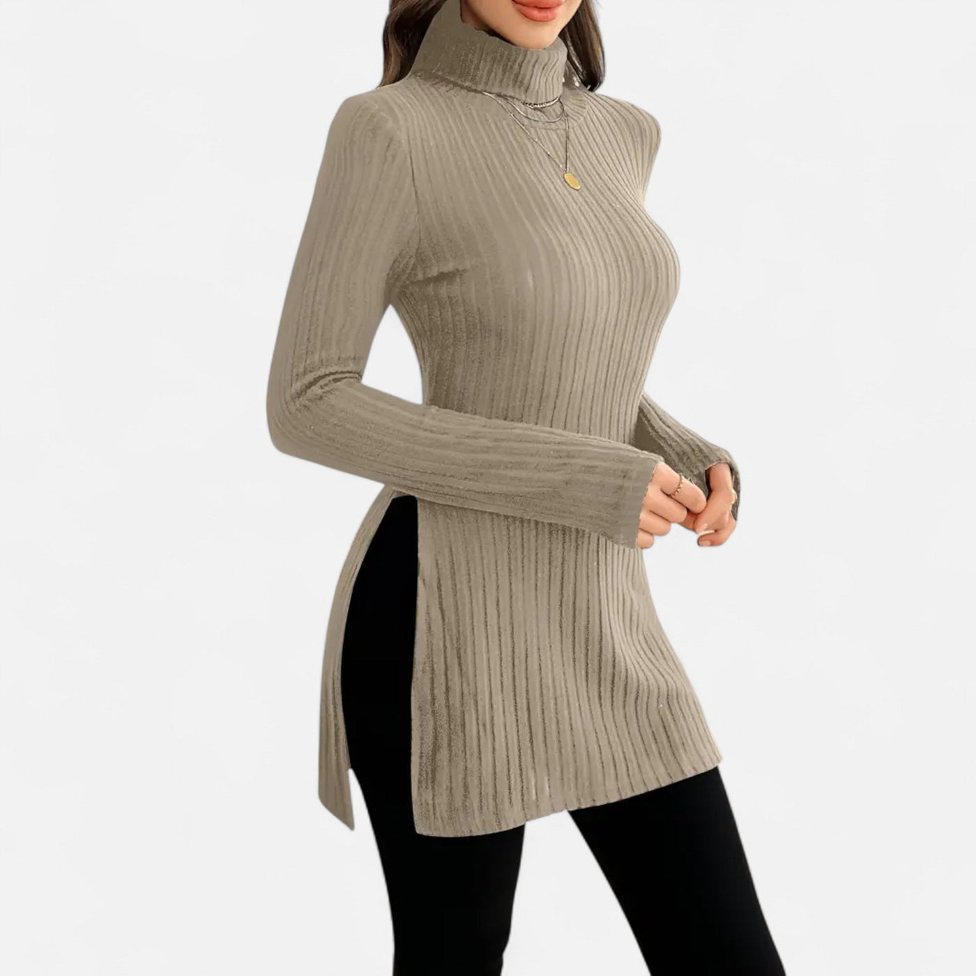 Yvette | Women’s Ribbed Sweater – Elegant High Neck Style