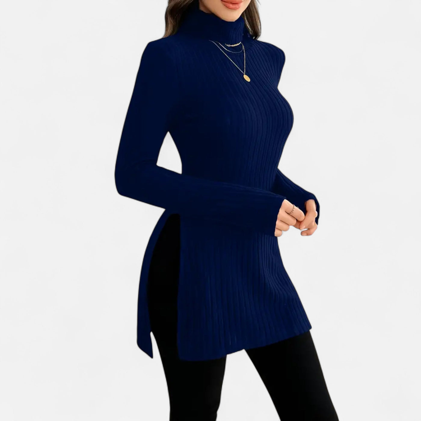 Yvette | Women’s Ribbed Sweater – Elegant High Neck Style