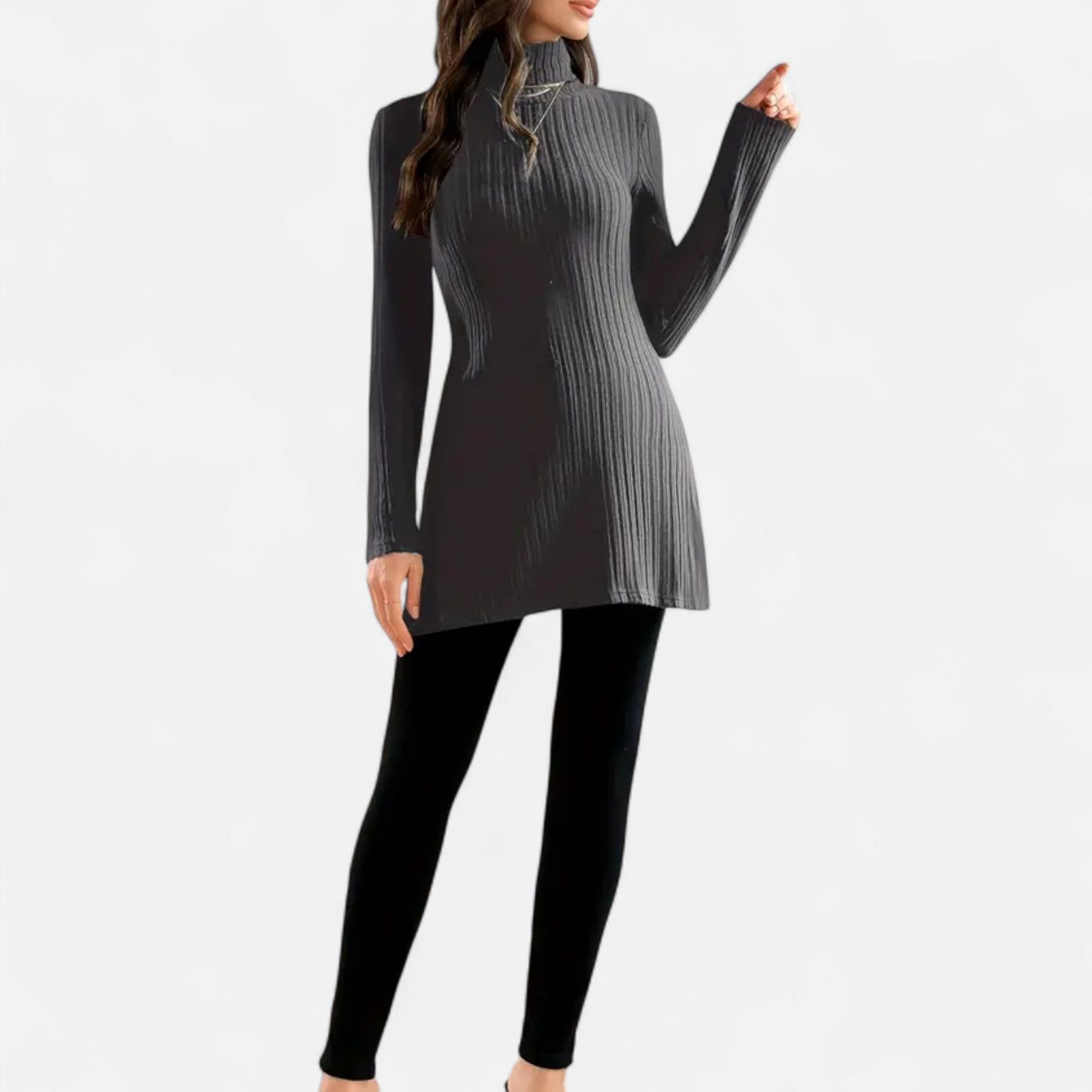 Yvette | Women’s Ribbed Sweater – Elegant High Neck Style