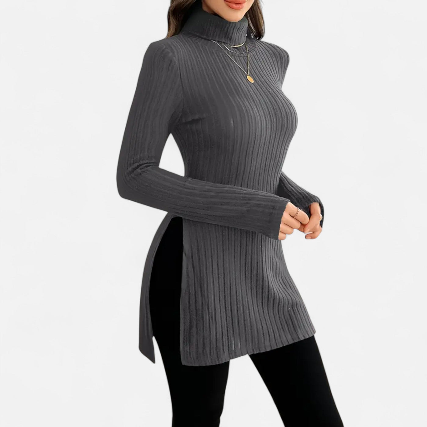 Yvette | Women’s Ribbed Sweater – Elegant High Neck Style