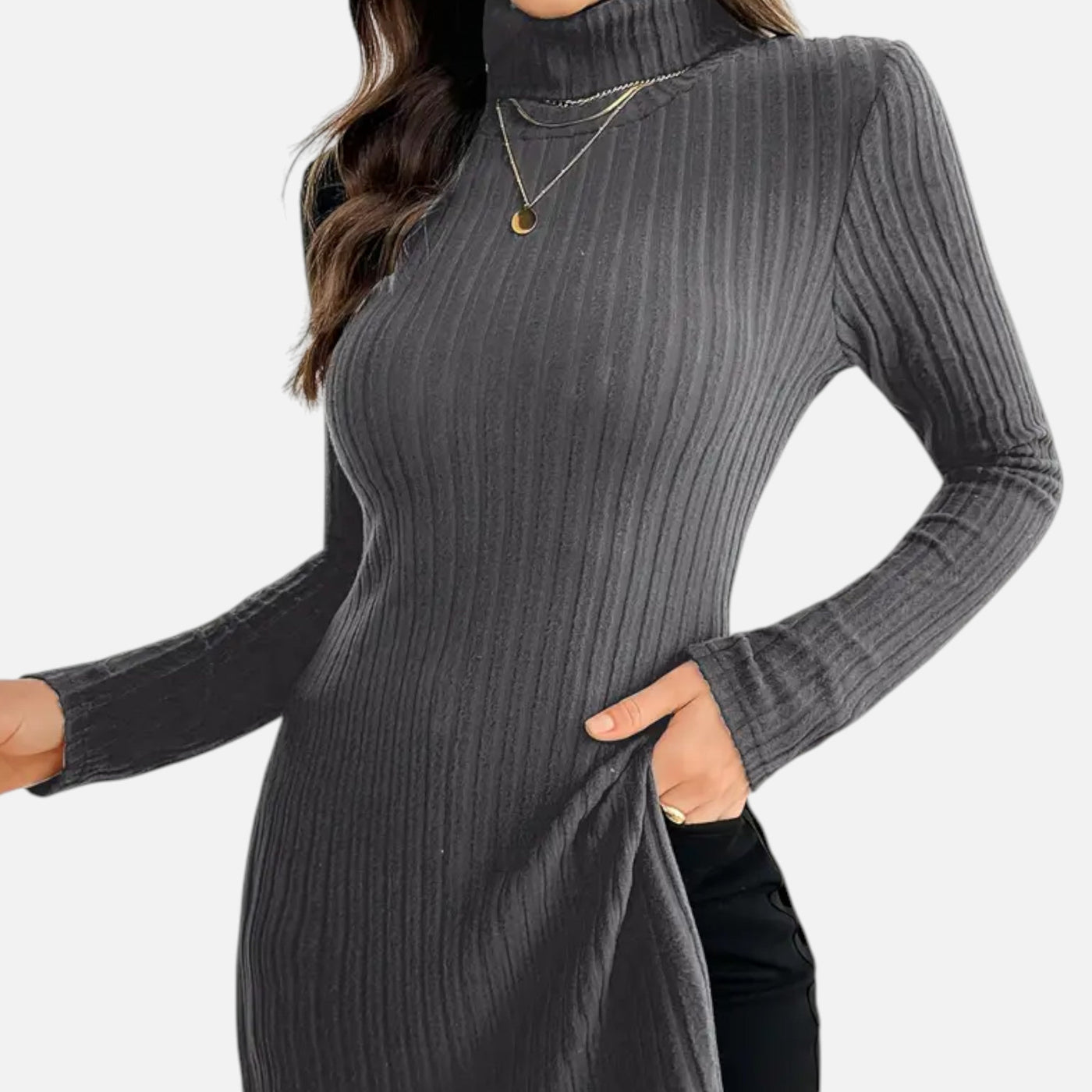 Yvette | Women’s Ribbed Sweater – Elegant High Neck Style