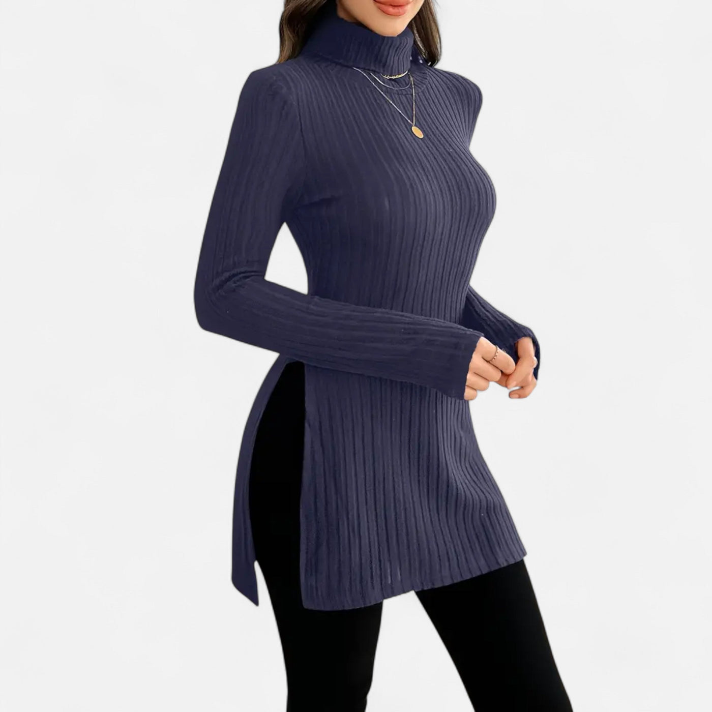 Yvette | Women’s Ribbed Sweater – Elegant High Neck Style