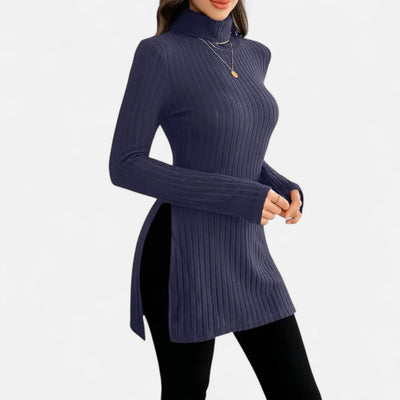 Yvette | Women’s Ribbed Sweater – Elegant High Neck Style
